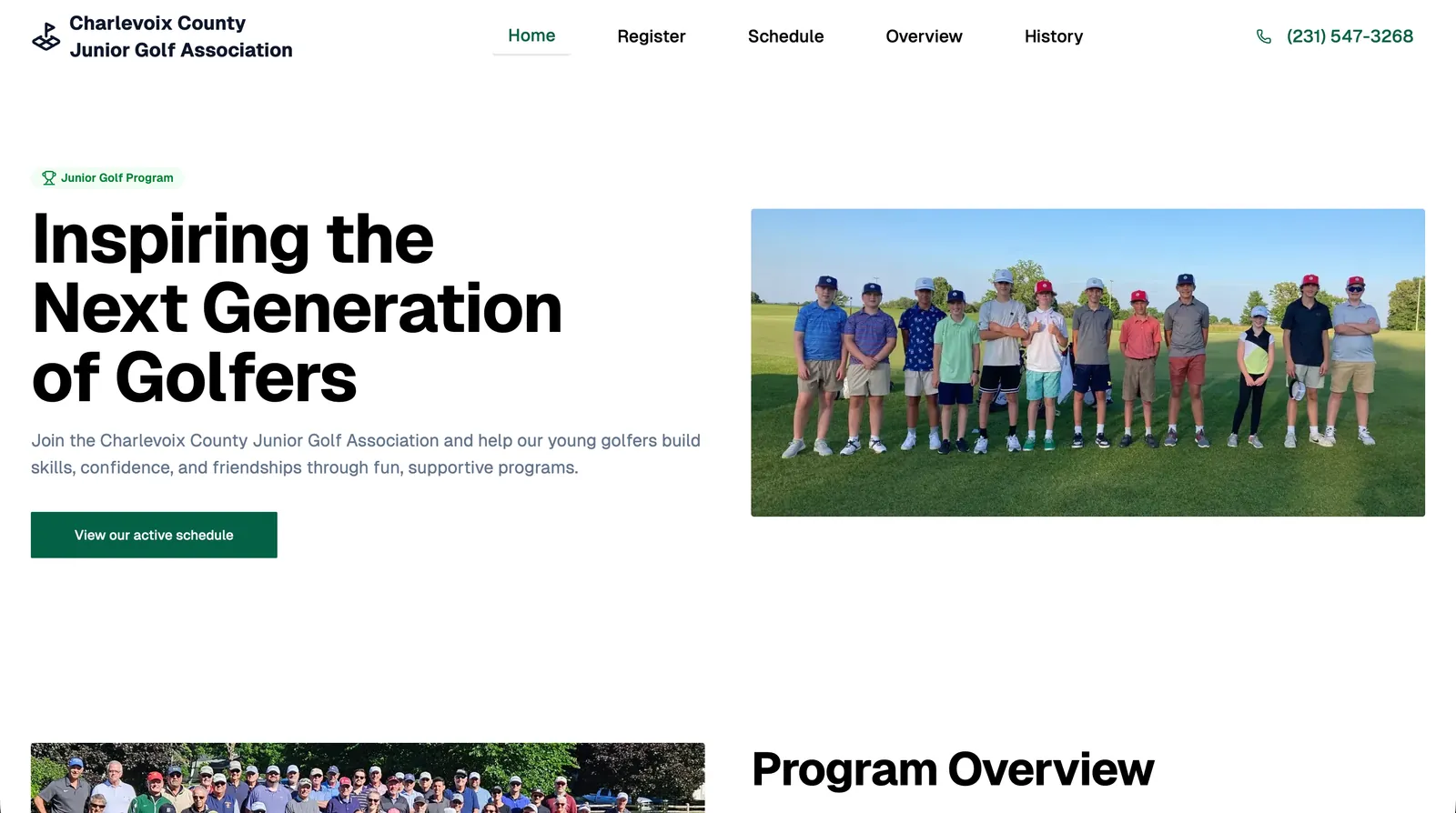 Charlevoix Junior Golf website with local golfers and program information